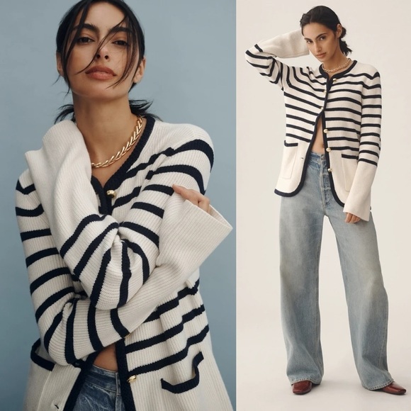 RAG & BONE Nancy Ivory Stripe Sweater XXS - Picture 1 of 14
